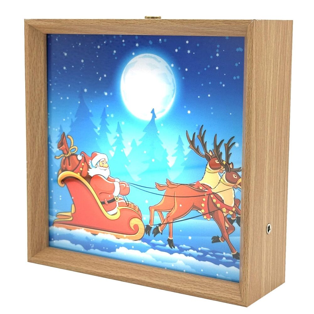 5585 We Wish You a Merry Christmas Wind Up Music Box, 6x6 Wood Picture